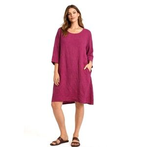 Bryn Walker Magenta Pink Linen A-Line Shift Dress/Tunic Size L